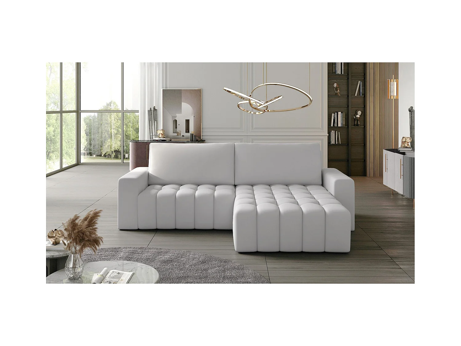 Ecksofa Stelvino R/Stoffbezug/Weiss