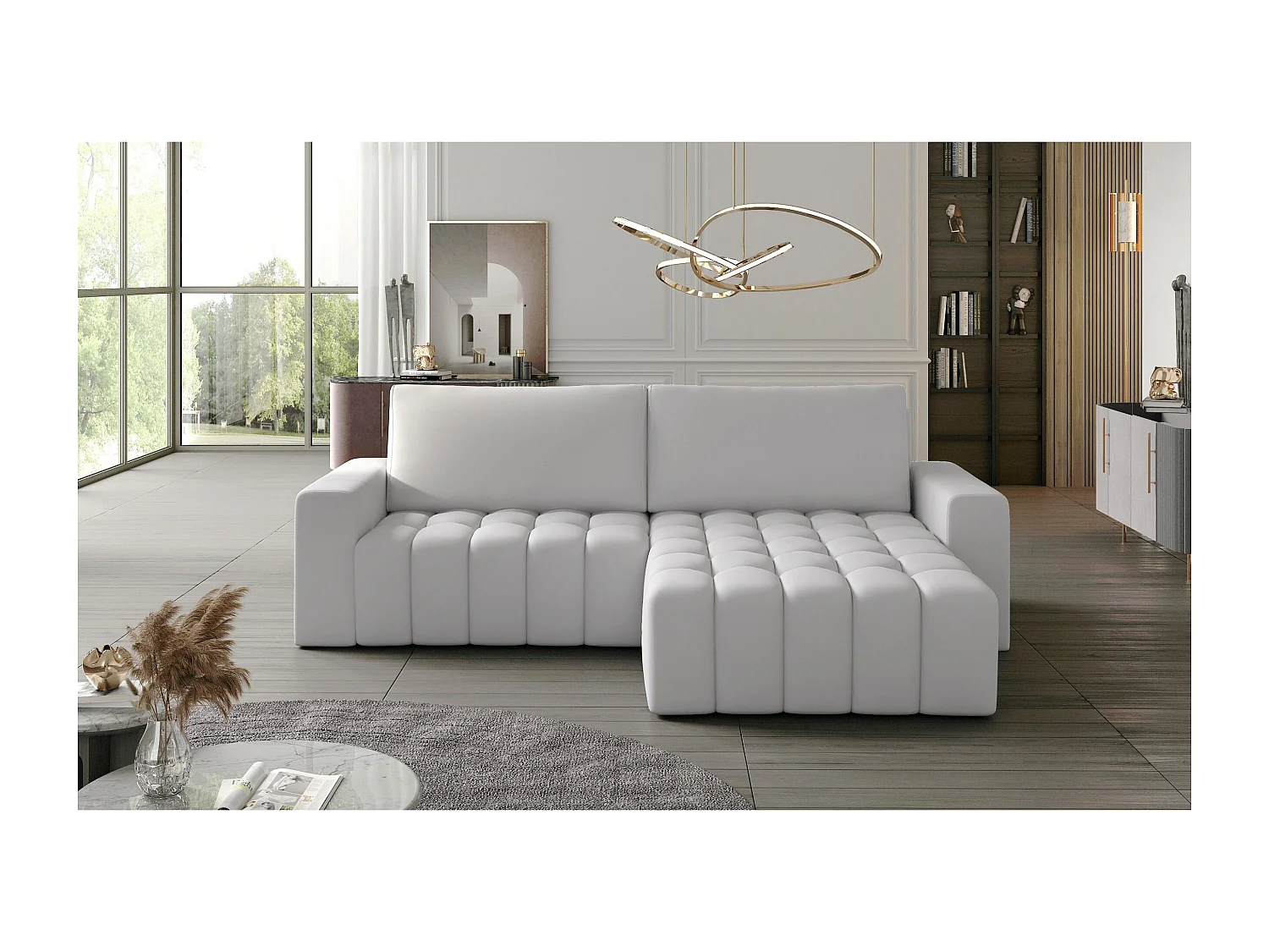 Ecksofa Stelvino R/Stoffbezug/Weiss