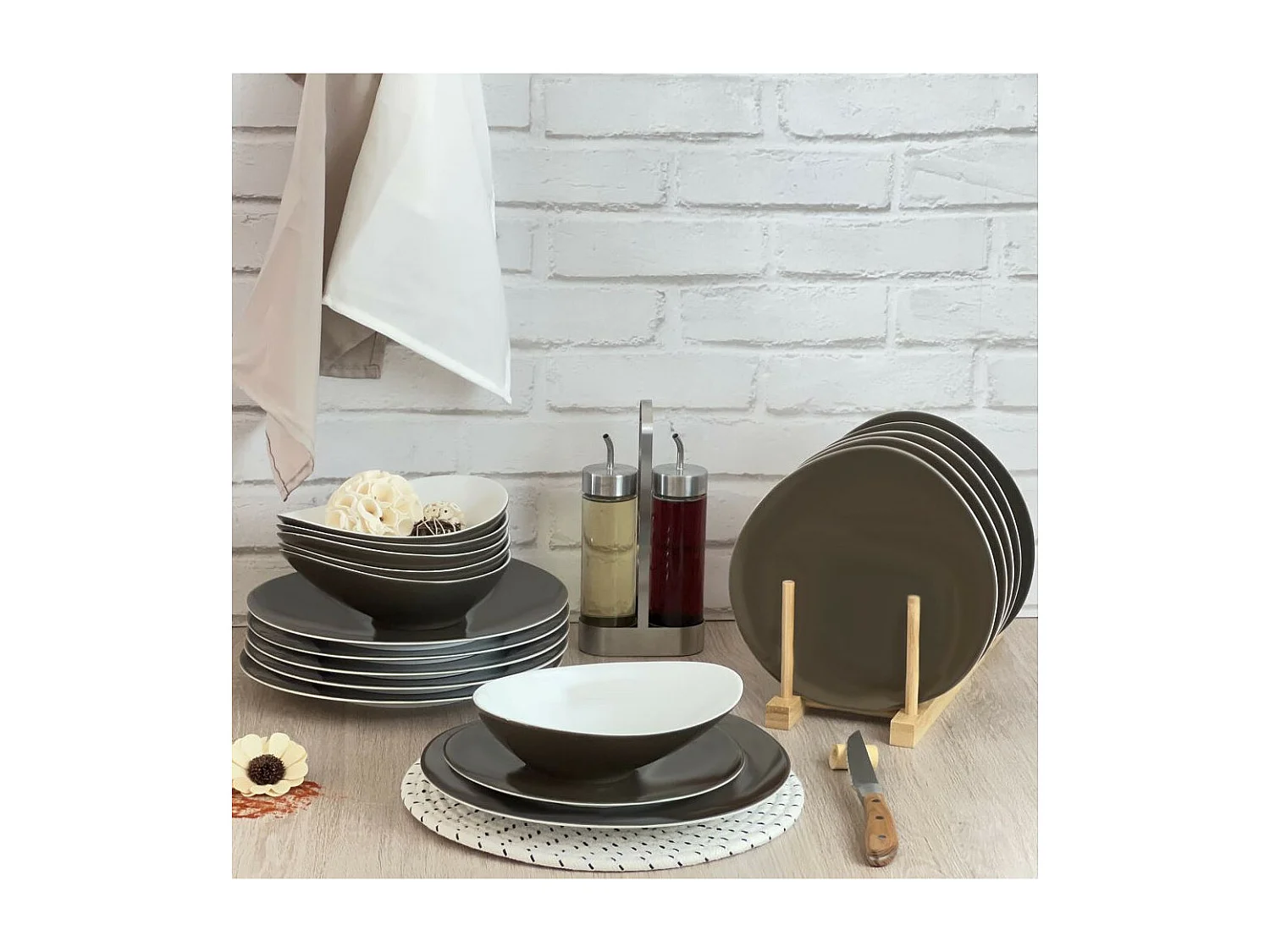 Sven Taupe foncé   - 6 assiettes creuses