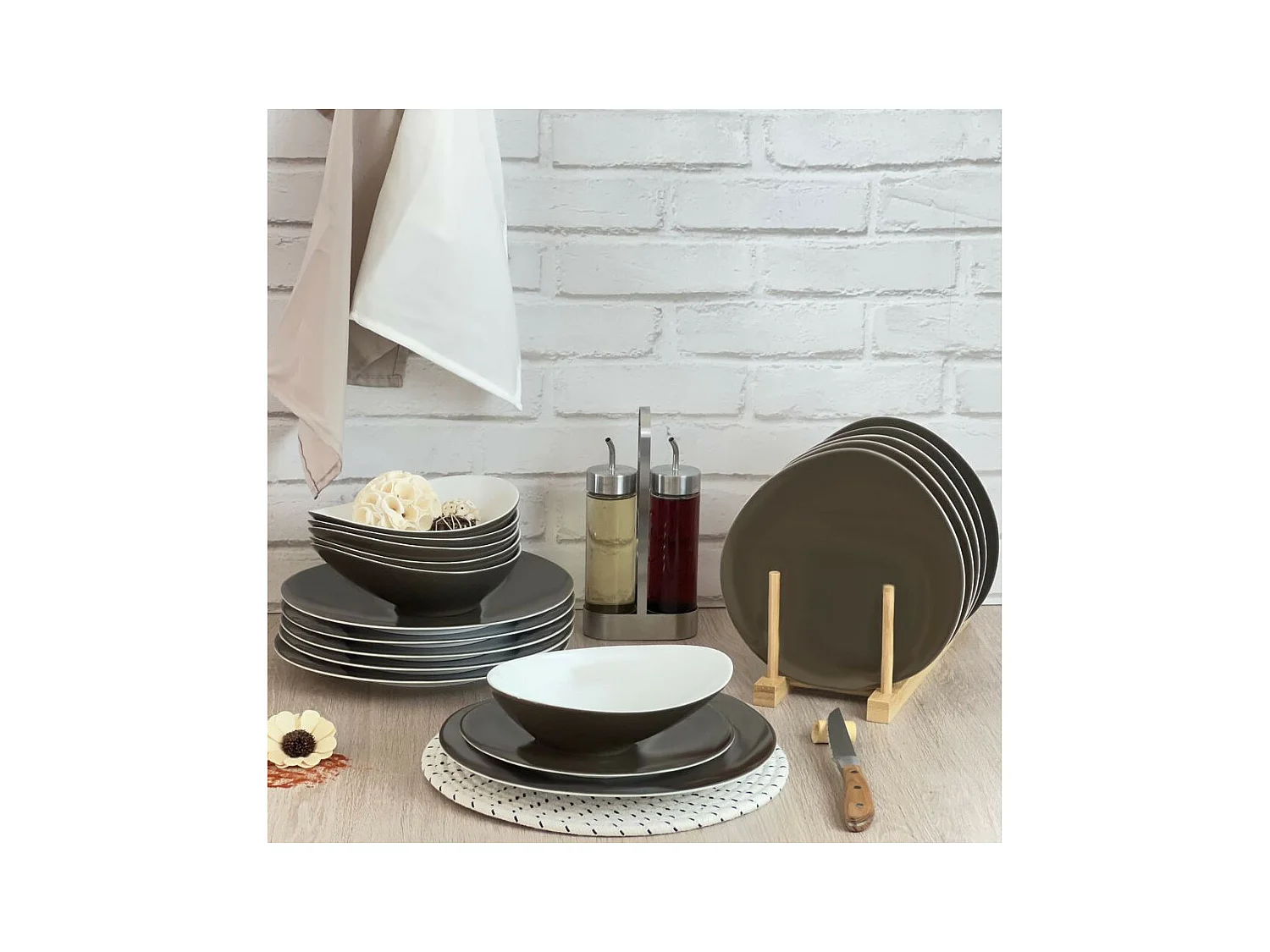 Sven Taupe foncé  - 6 assiettes dessert