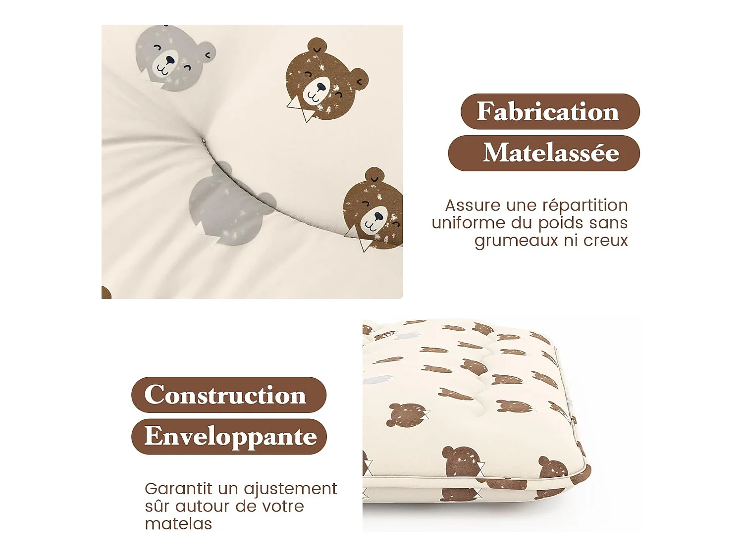 Matelas Futon Portable Pliable, Futon Japonais 90 x 200 cm, Housse Lavable, Matelas de Sol avec Sac de Transport, pour Le Camping, Les Voyages, Beige | Petit Ours