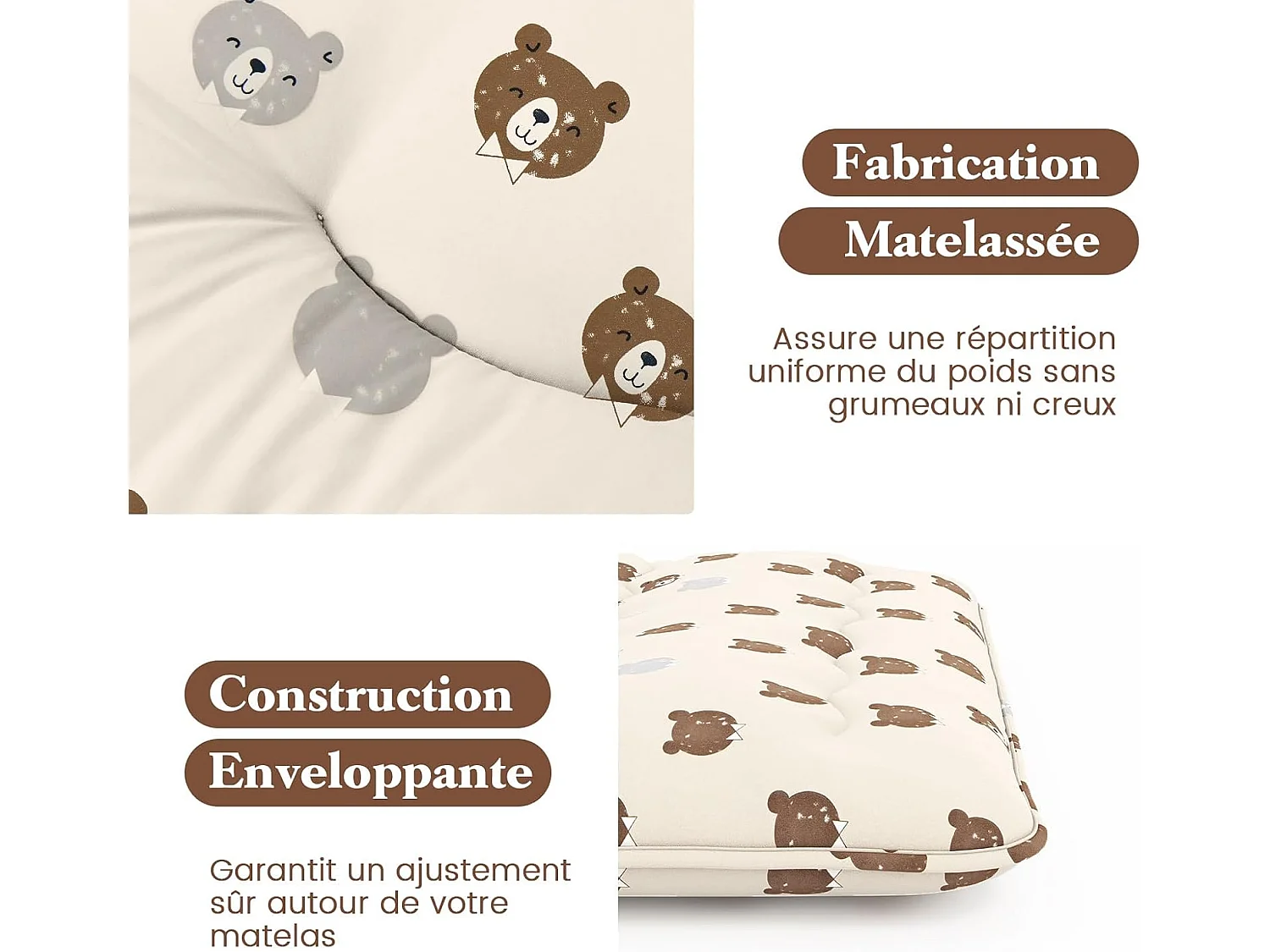 Matelas Futon Portable Pliable, Futon Japonais 90 x 200 cm, Housse Lavable, Matelas de Sol avec Sac de Transport, pour Le Camping, Les Voyages, Beige | Petit Ours