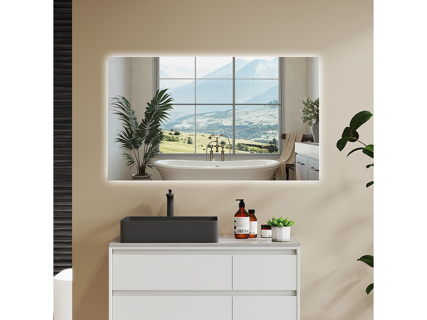 EMKE Specchio da bagno ovale Specchio da bagno illuminato a LED con
