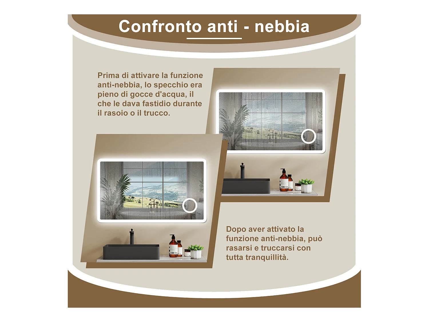 Aica 100x60cm Specchio da bagno Bluetooth antiappannamento, 3 colori dimmerabili, lente d'ingrandimento 3X