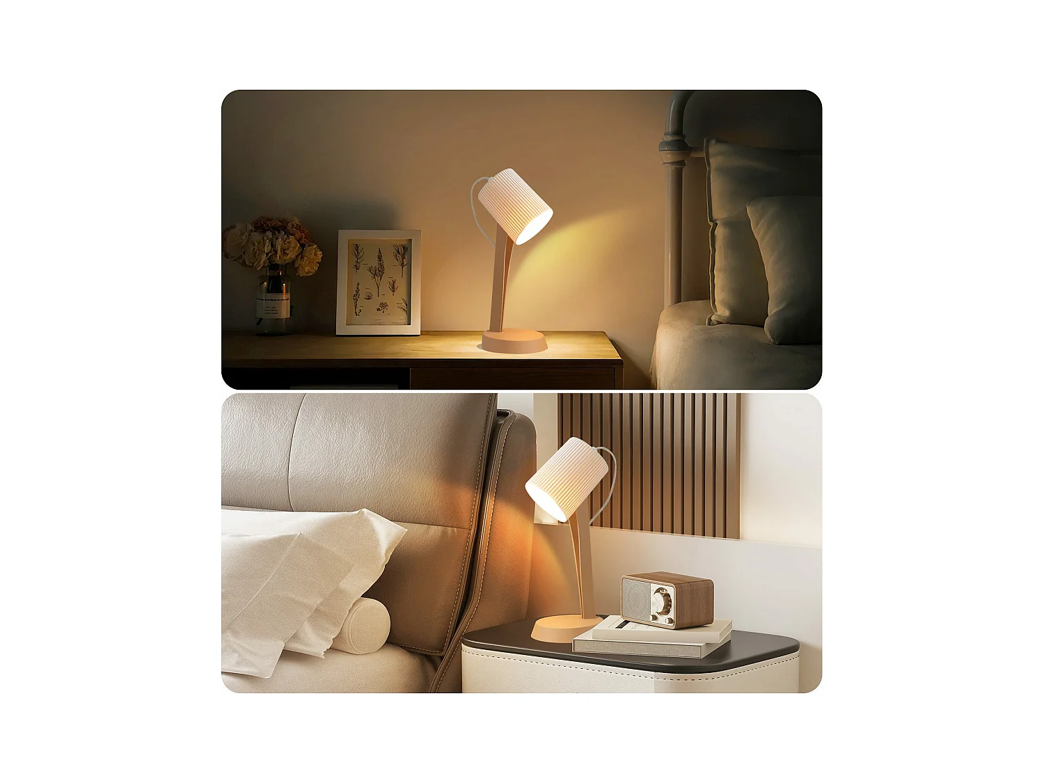 NETTLIFE Lampe de table salon lampe de chevet avec câble 37,4 cm lot de 2 petites lampes E14 lampes de table marron moderne