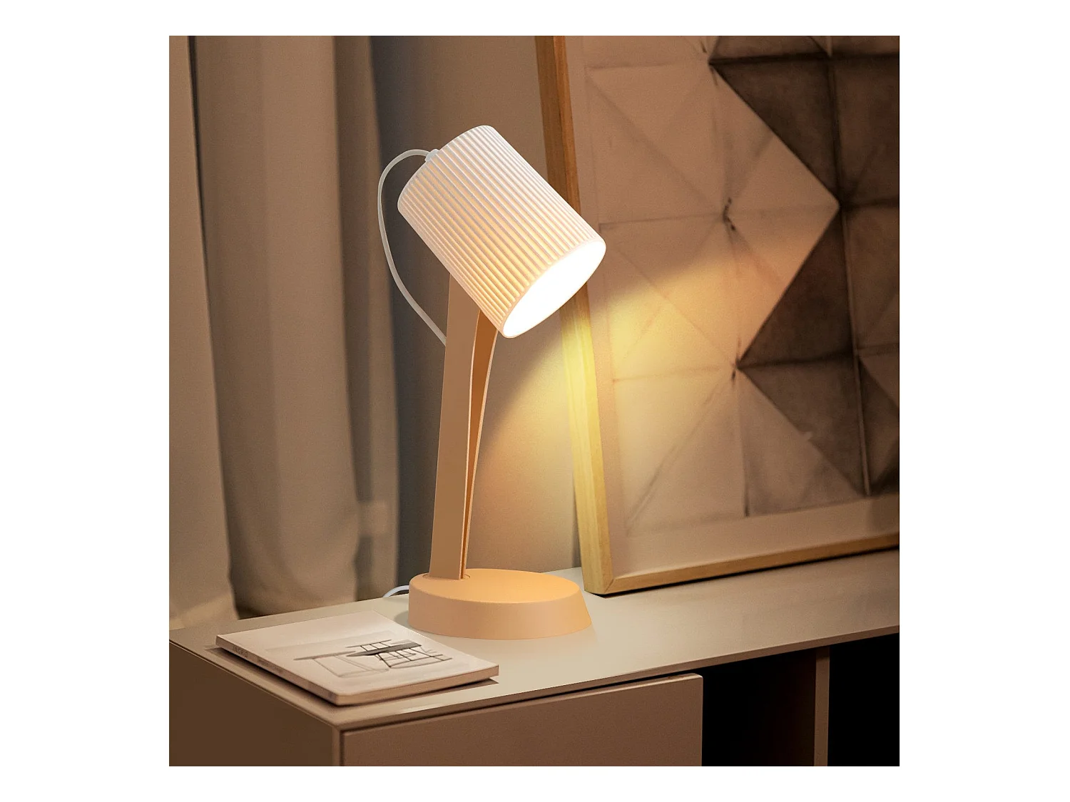 NETTLIFE Lampe de table salon lampe de chevet avec câble 37,4 cm lot de 2 petites lampes E14 lampes de table marron moderne