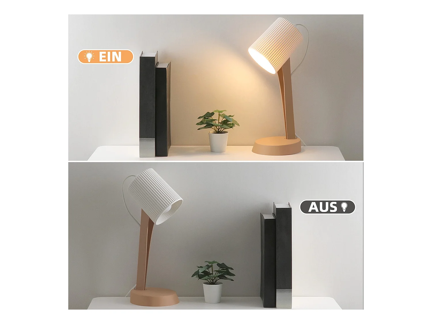 NETTLIFE Lampe de table salon lampe de chevet avec câble 37,4 cm lot de 2 petites lampes E14 lampes de table marron moderne