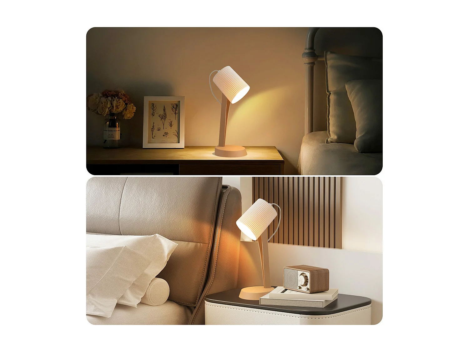 NETTLIFE Tafellamp Woonkamer Bedlamp met Kabel 37,4 cm Set van 2 Kleine Lampen E14 Moderne Bruine Tafellampen