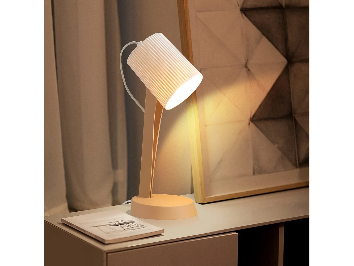 NETTLIFE Tafellamp Woonkamer Bedlamp met Kabel 37,4 cm Set van 2 Kleine Lampen E14 Moderne Bruine Tafellampen