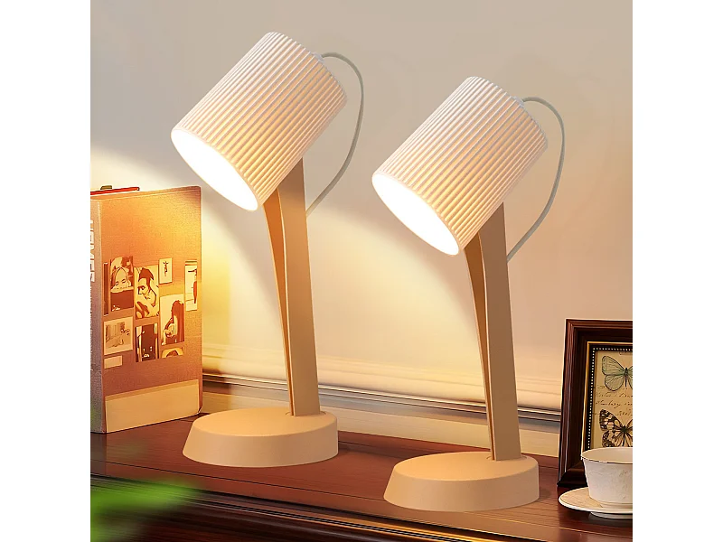 NETTLIFE Lampe de table salon lampe de chevet avec câble 37,4 cm lot de 2 petites lampes E14 lampes de table marron moderne