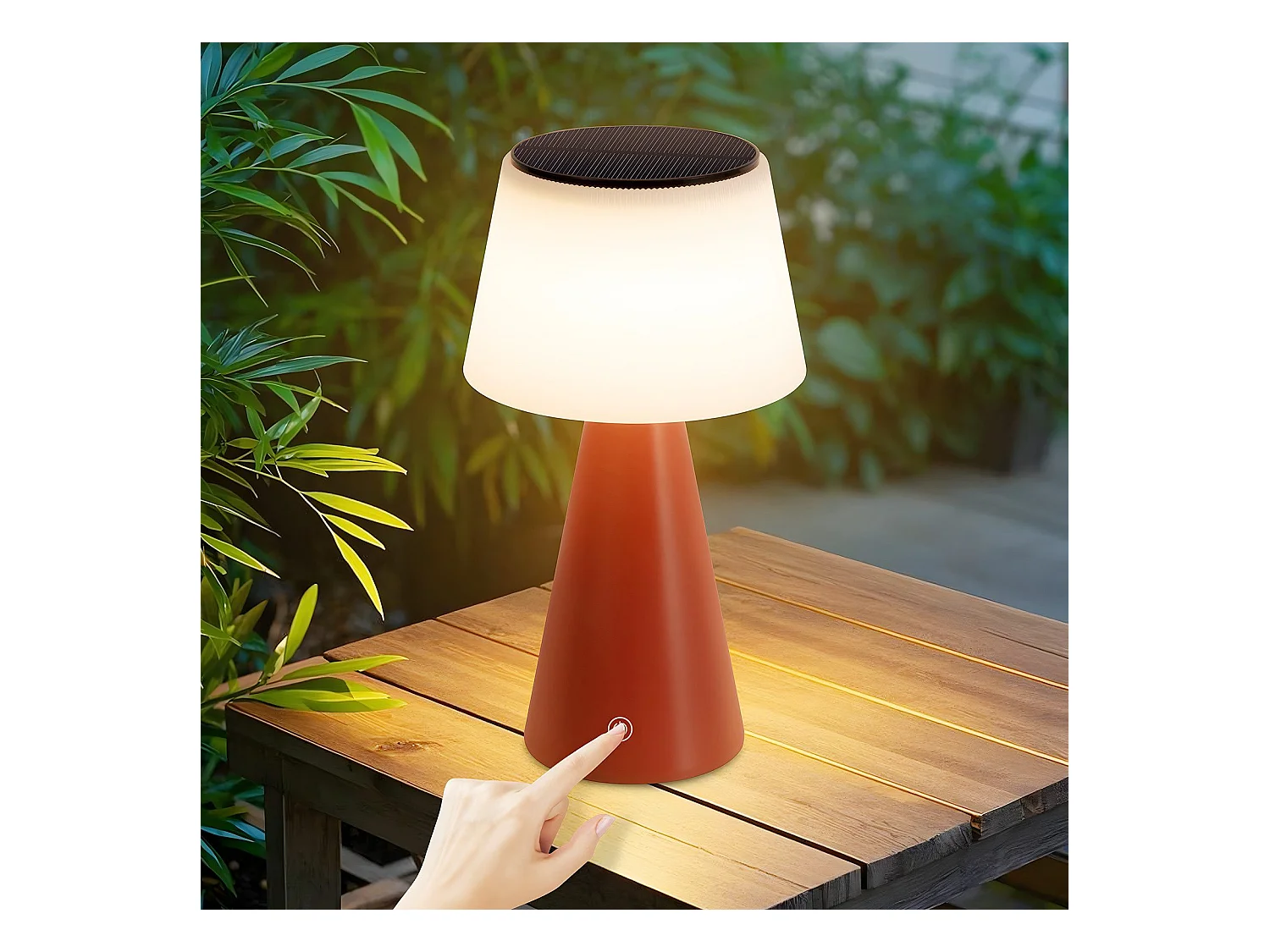NETTLIFE Lampe de table à batterie solaire lampe de chevet LED sans fil 3600mhA rechargeable tactile dimmable lampe rouge avec batterie USB