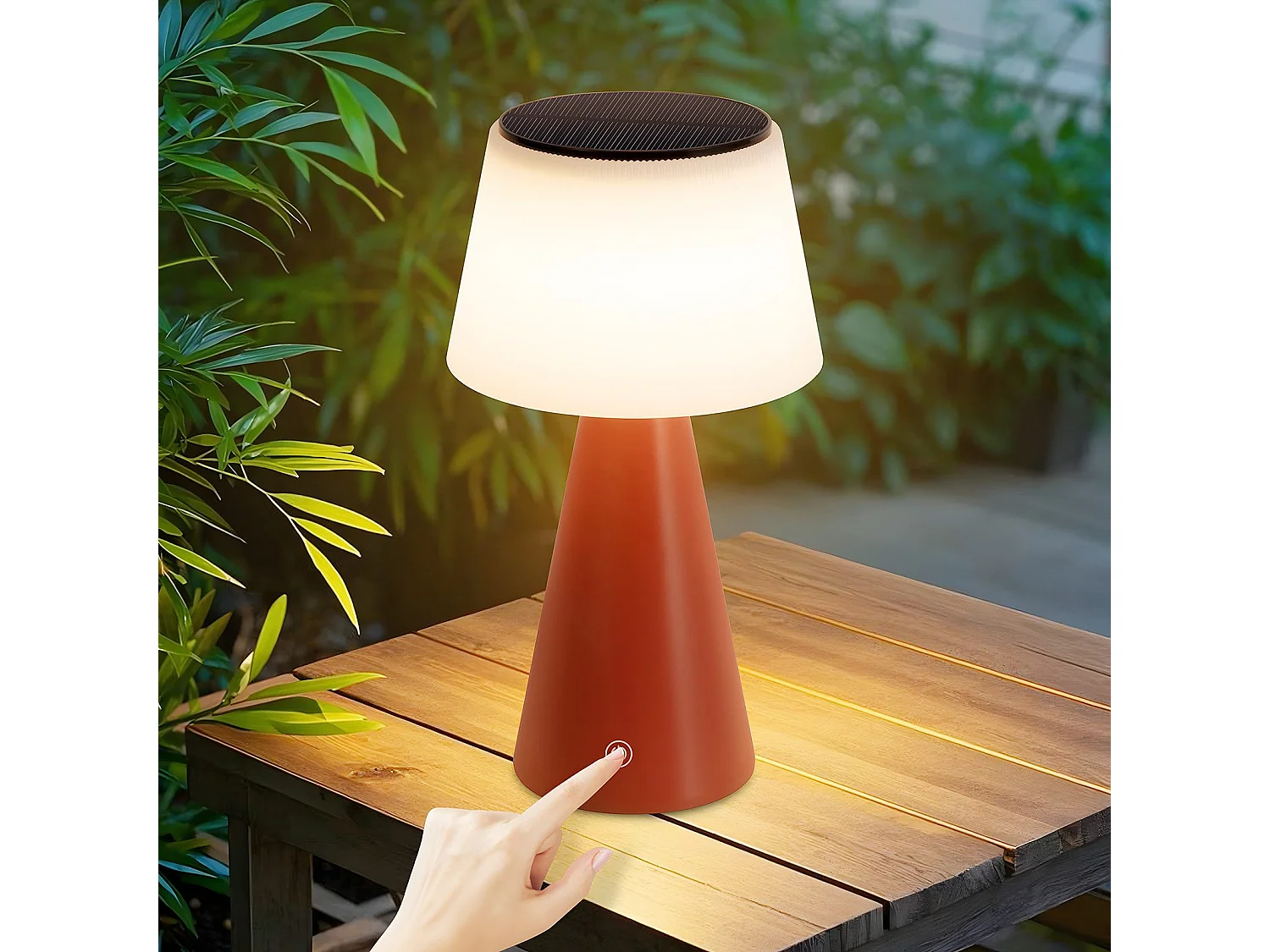 NETTLIFE Solar Battery Lamp Table Lamp Bezprzewodowa Lampa Nocna LED 3600mhA Akumulatorowa Dotykowa Ściemnialna Czerwona Lampa z Baterią USB