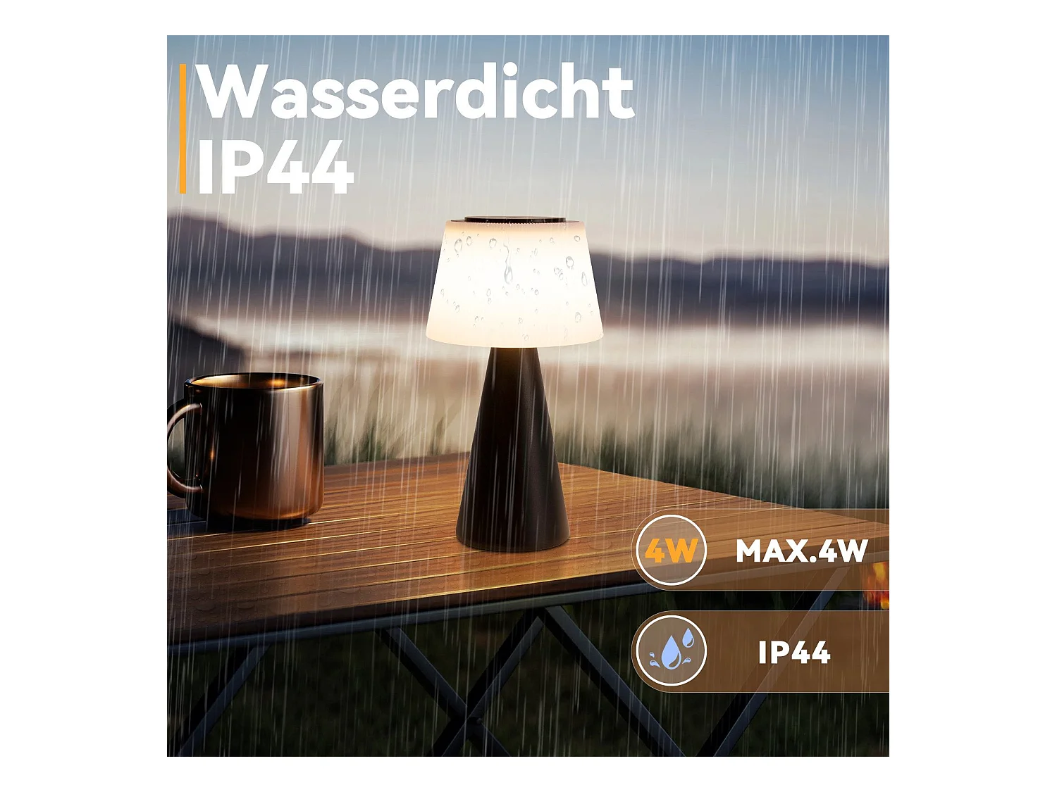 NETTLIFE Lampe de table à piles, lampe de chevet LED - 3600mhA sans fil, lampe tactile à intensité variable avec batterie rechargeable USB noire