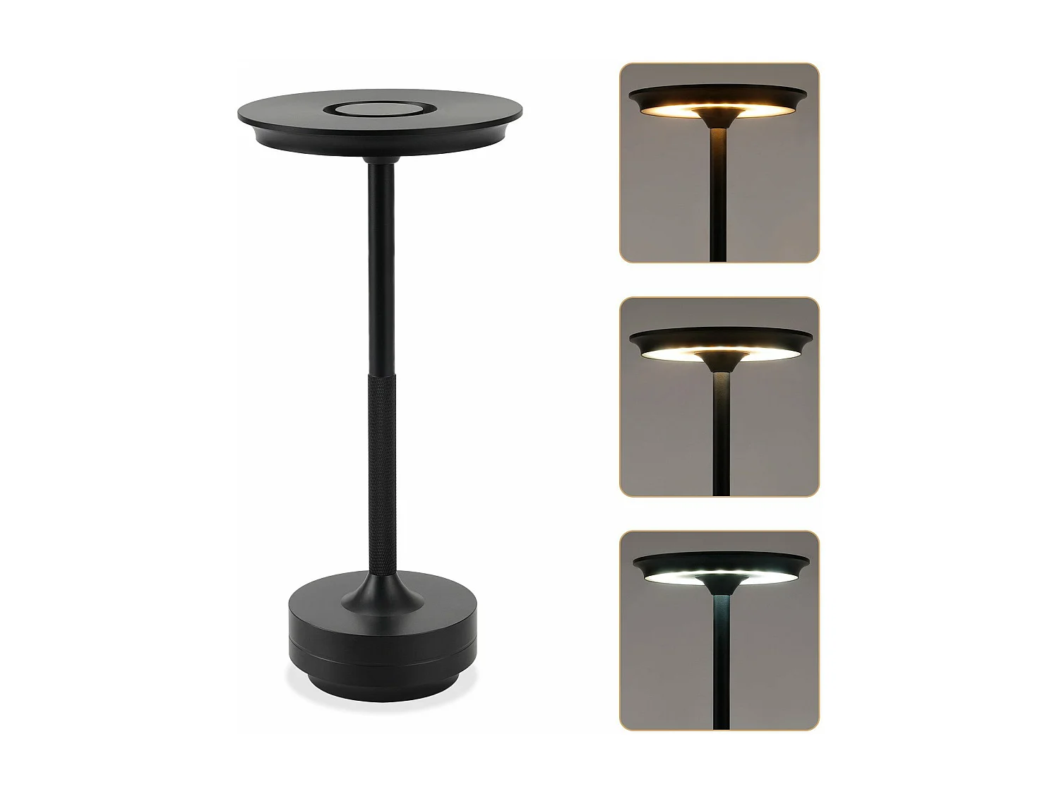 NETTLIFE Lampe de chevet sans fil à LED, rechargeable par USB, tactile, à intensité variable, noire