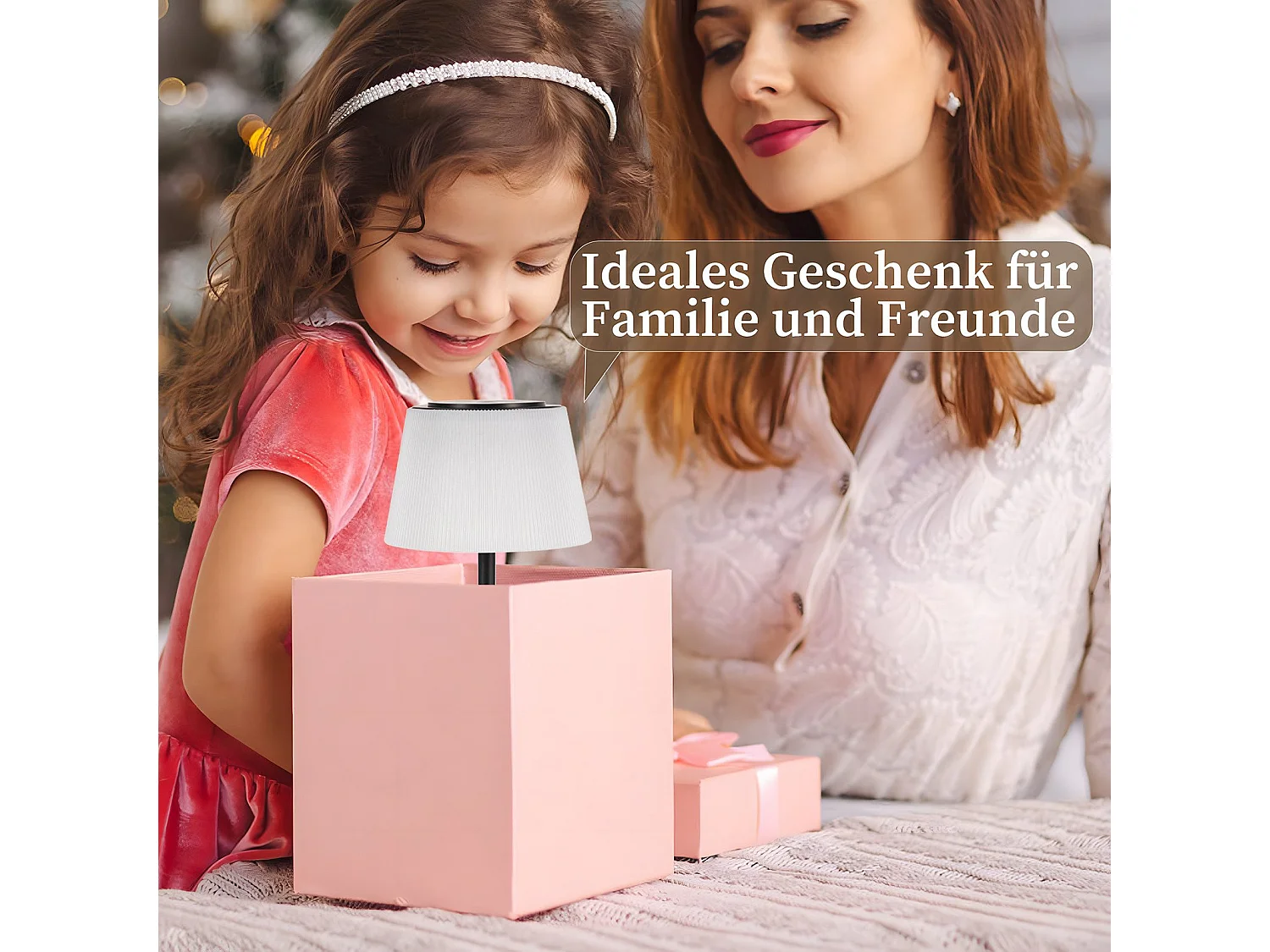 NETTLIFE Kabellose LED-Nachttischlampe, USB wiederaufladbar, Touch, dimmbar, Schwarz, 3600 mhA