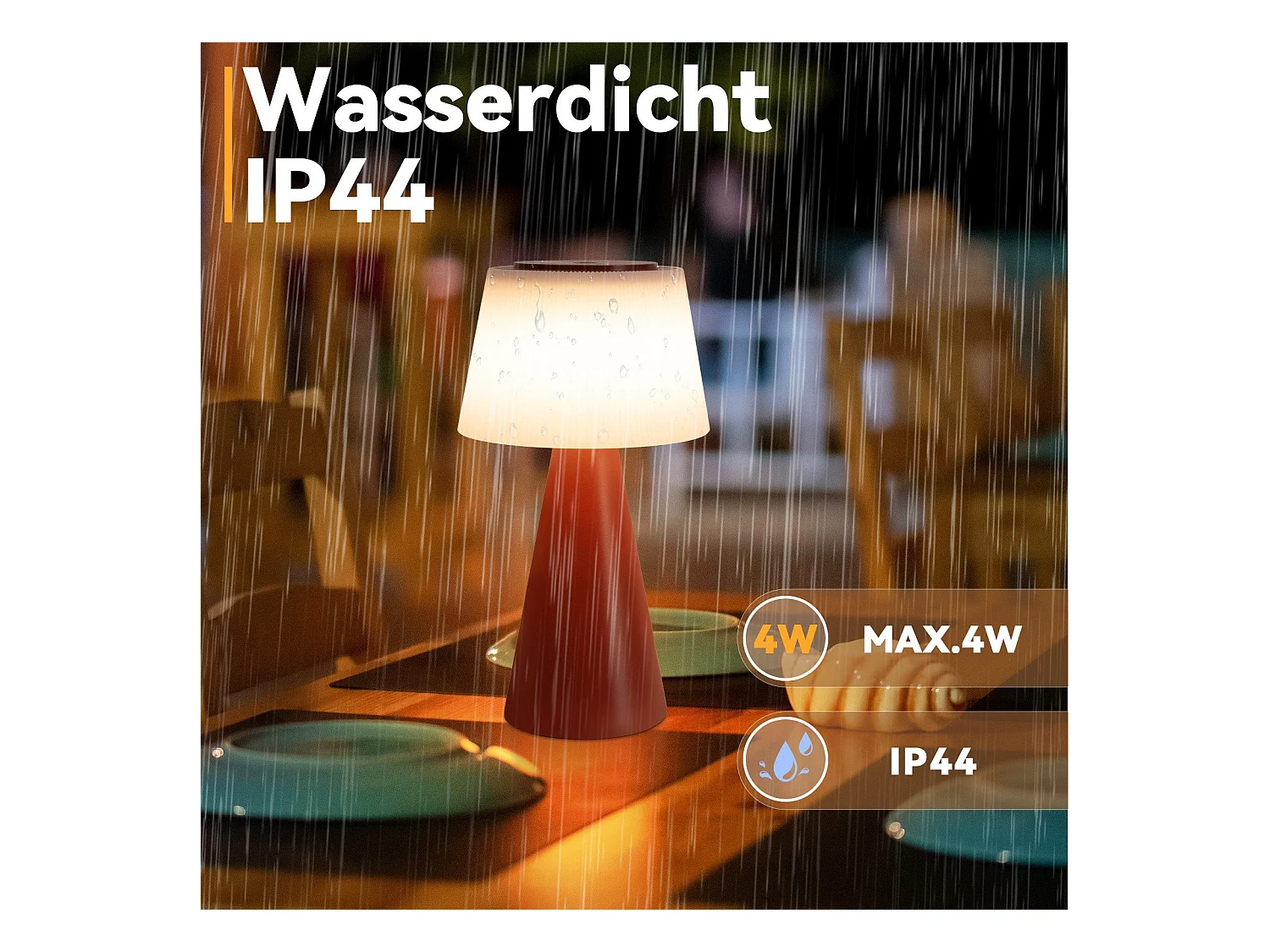 NETTLIFE Lampe de table à piles, lampe de chevet LED - 3600mhA sans fil, lampe tactile à intensité variable avec batterie rouge rechargeable par USB