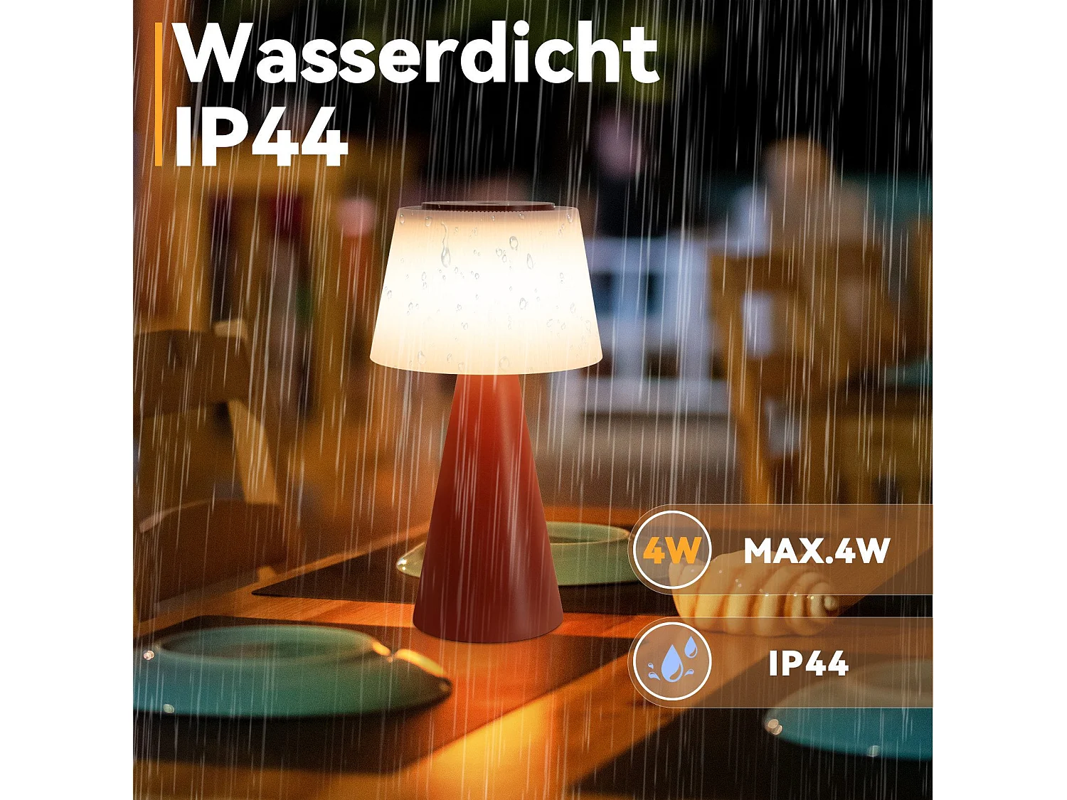 NETTLIFE Lampe de table à piles, lampe de chevet LED - 3600mhA sans fil, lampe tactile à intensité variable avec batterie rouge rechargeable par USB