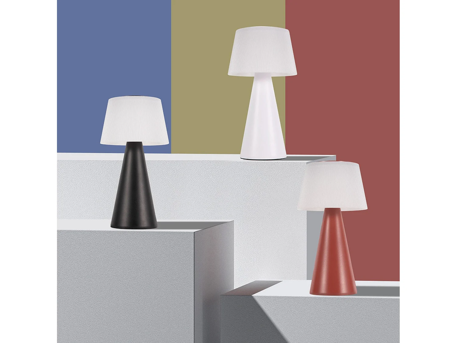 NETTLIFE Lampe de table à piles, lampe de chevet LED - 3600mhA sans fil, lampe tactile à intensité variable avec batterie rouge rechargeable par USB