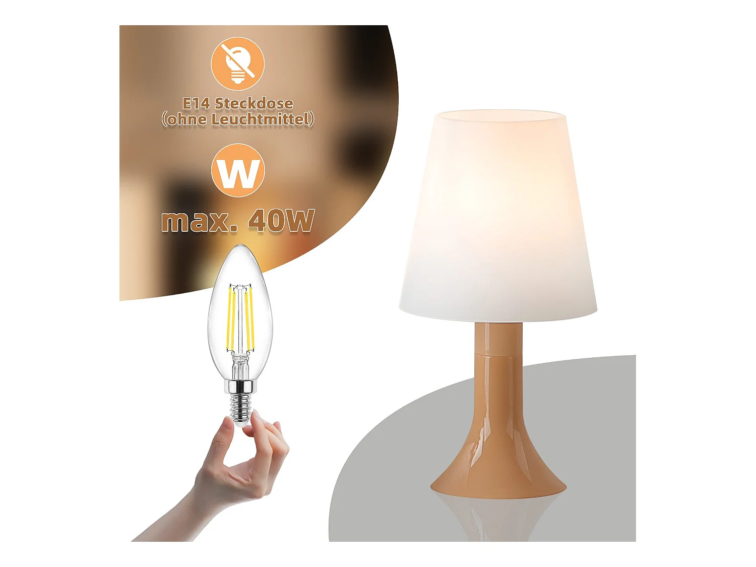 NETTLIFE Lampe de table salon lampe de chevet avec câble lampe de table lot de 2 petites lampes E14 lampes de table modernes
