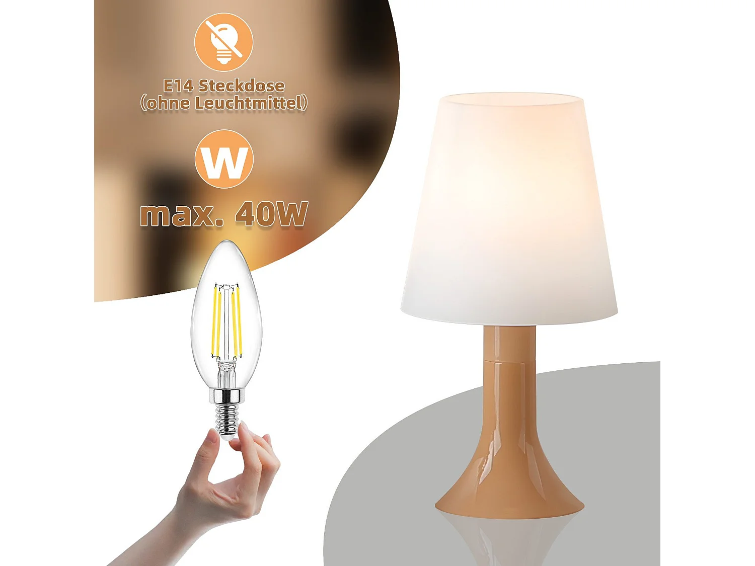 NETTLIFE Lampe de table salon lampe de chevet avec câble lampe de table lot de 2 petites lampes E14 lampes de table modernes