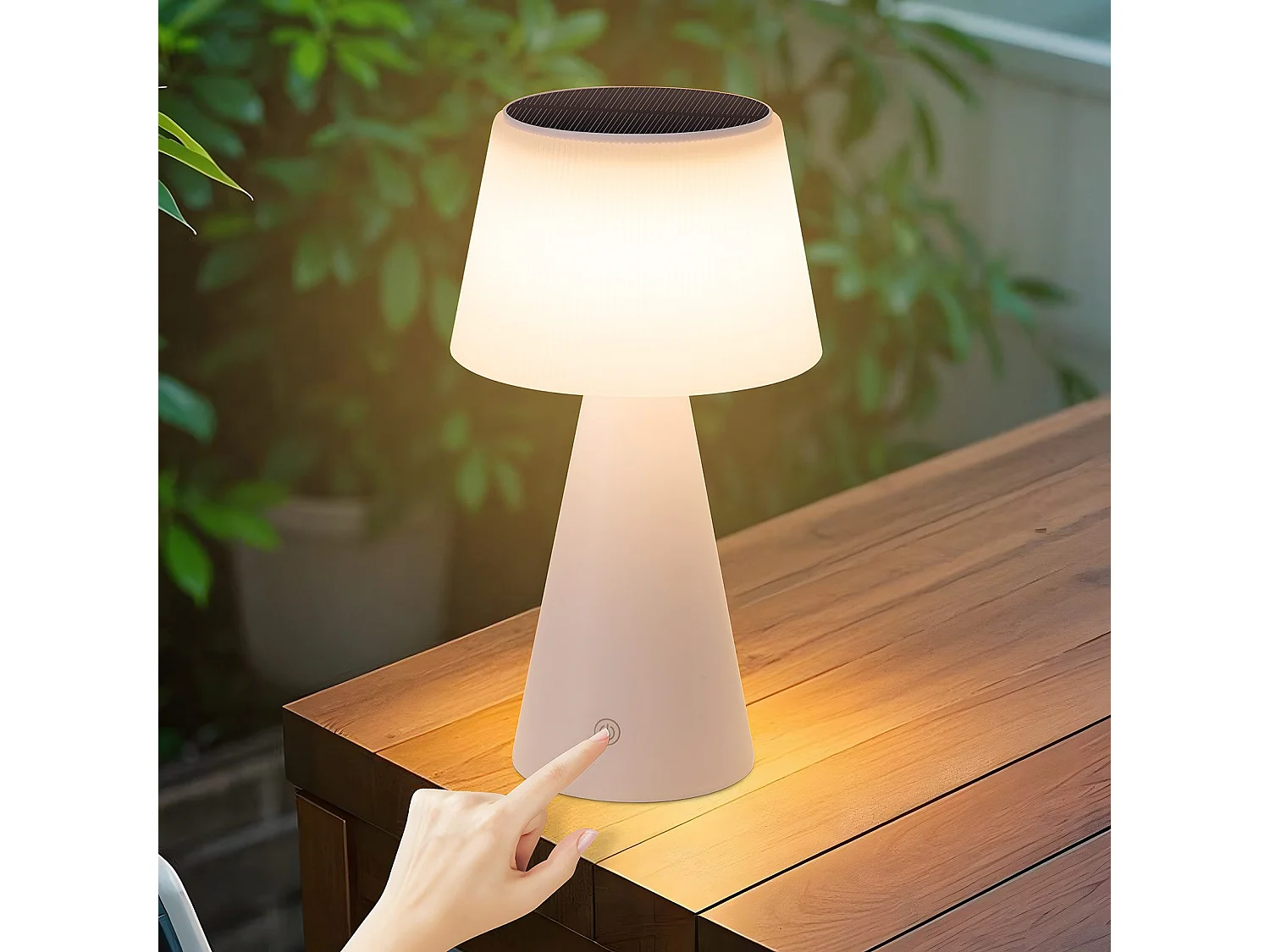 NETTLIFE Kabellose Solar-Akku-Tischlampe, 3600 mhA LED-Tischlampe, wiederaufladbar, Touch, dimmbar, weiße Lampe mit USB-Akku