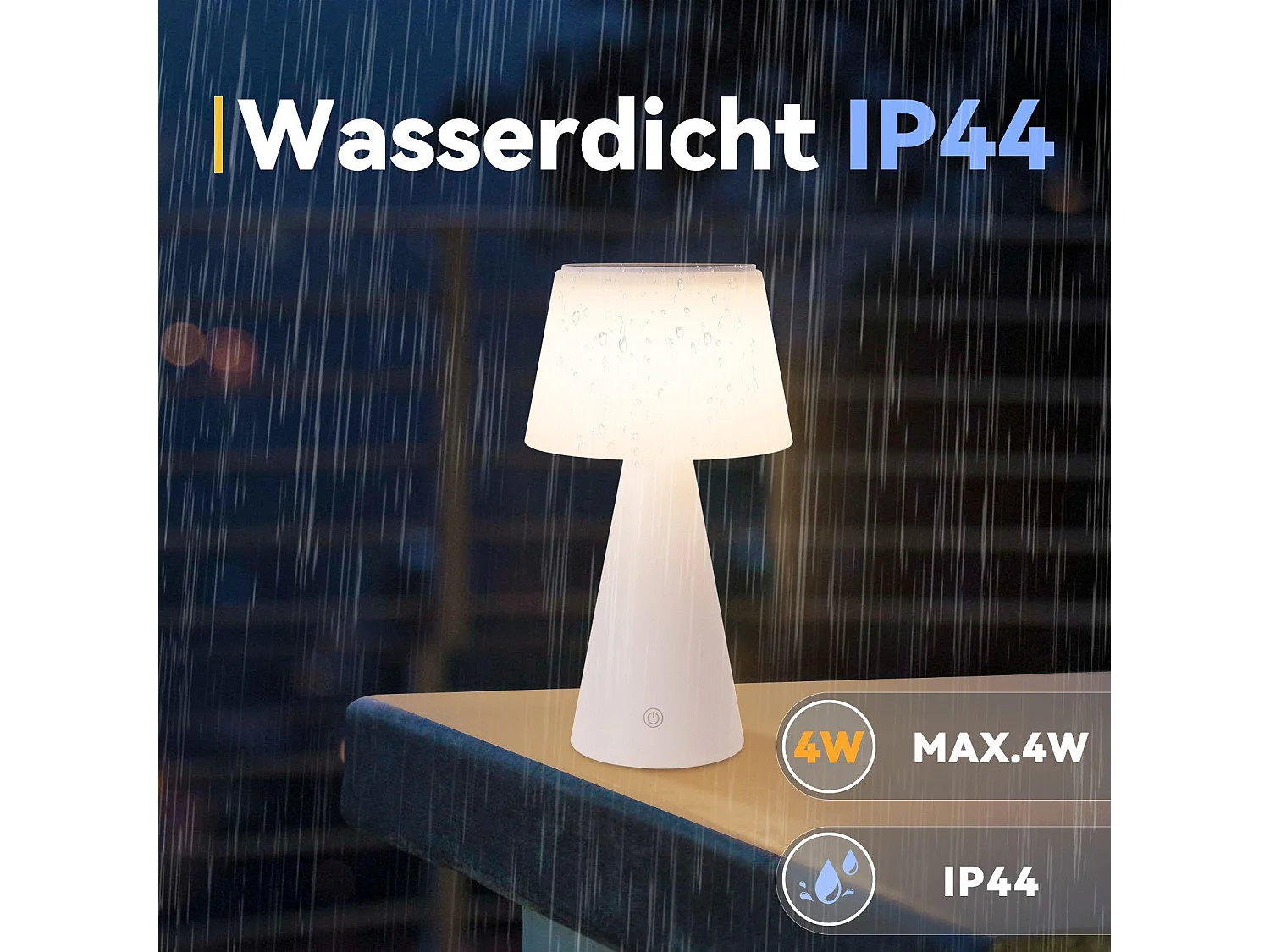 NETTLIFE Kabellose Solar-Akku-Tischlampe, 3600 mhA LED-Tischlampe, wiederaufladbar, Touch, dimmbar, weiße Lampe mit USB-Akku