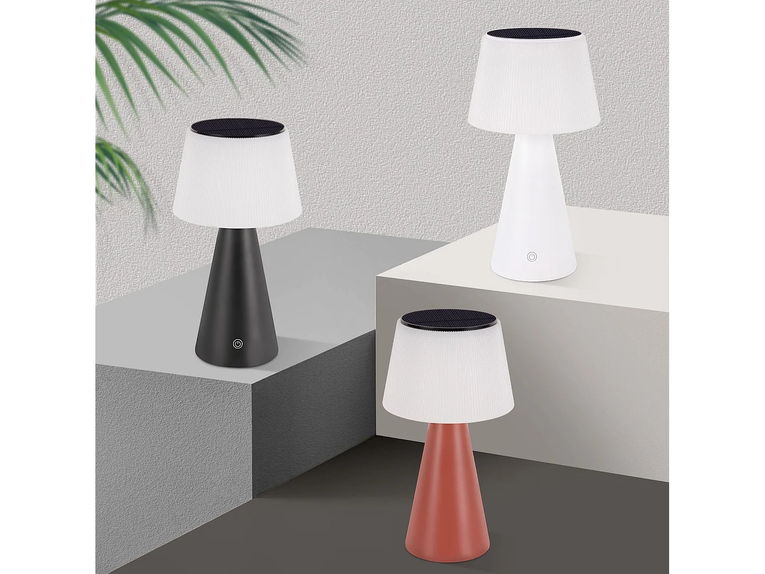 NETTLIFE Kabellose Solar-Akku-Tischlampe, 3600 mhA LED-Tischlampe, wiederaufladbar, Touch, dimmbar, weiße Lampe mit USB-Akku