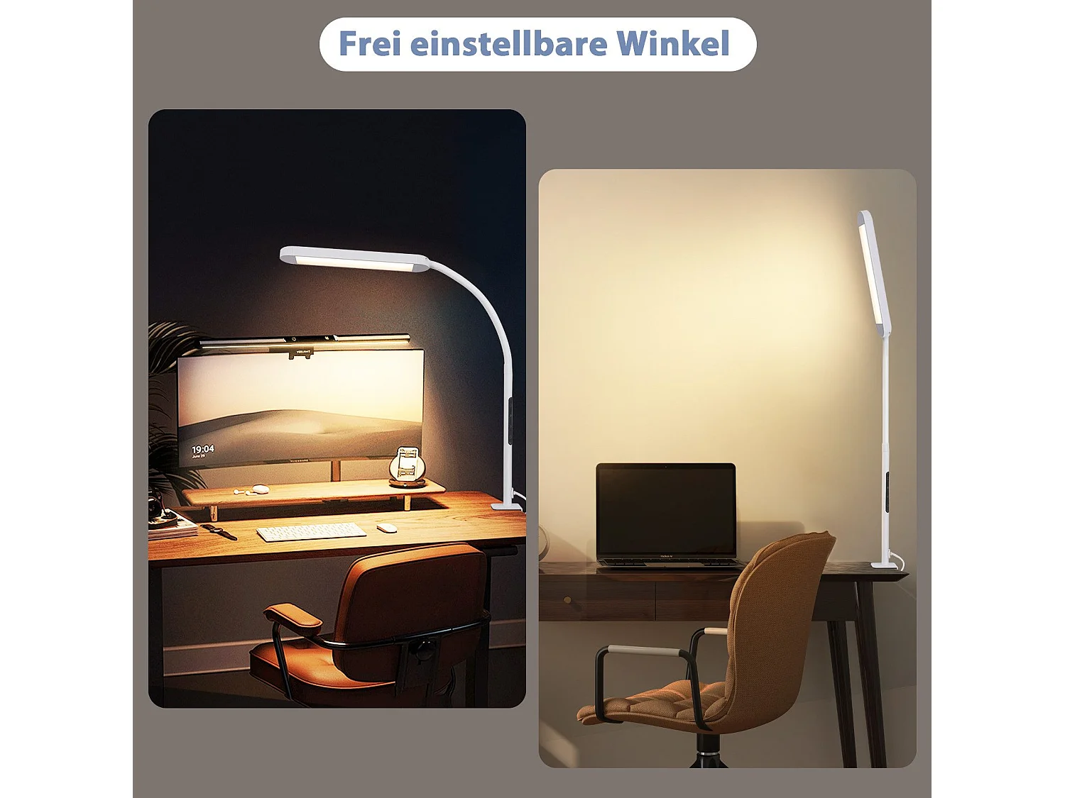 NETTLIFE Lampe de bureau LED à intensité variable avec prise blanche 5 niveaux de luminosité 11W flexible avec fonction minuterie de veilleuse