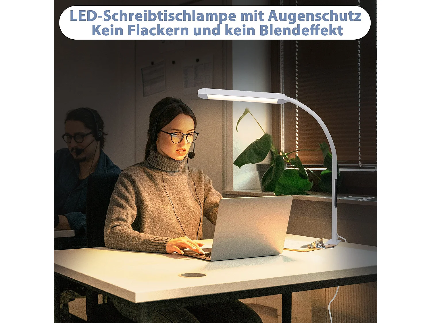 NETTLIFE Lampe de bureau LED à intensité variable avec prise blanche 5 niveaux de luminosité 11W flexible avec fonction minuterie de veilleuse