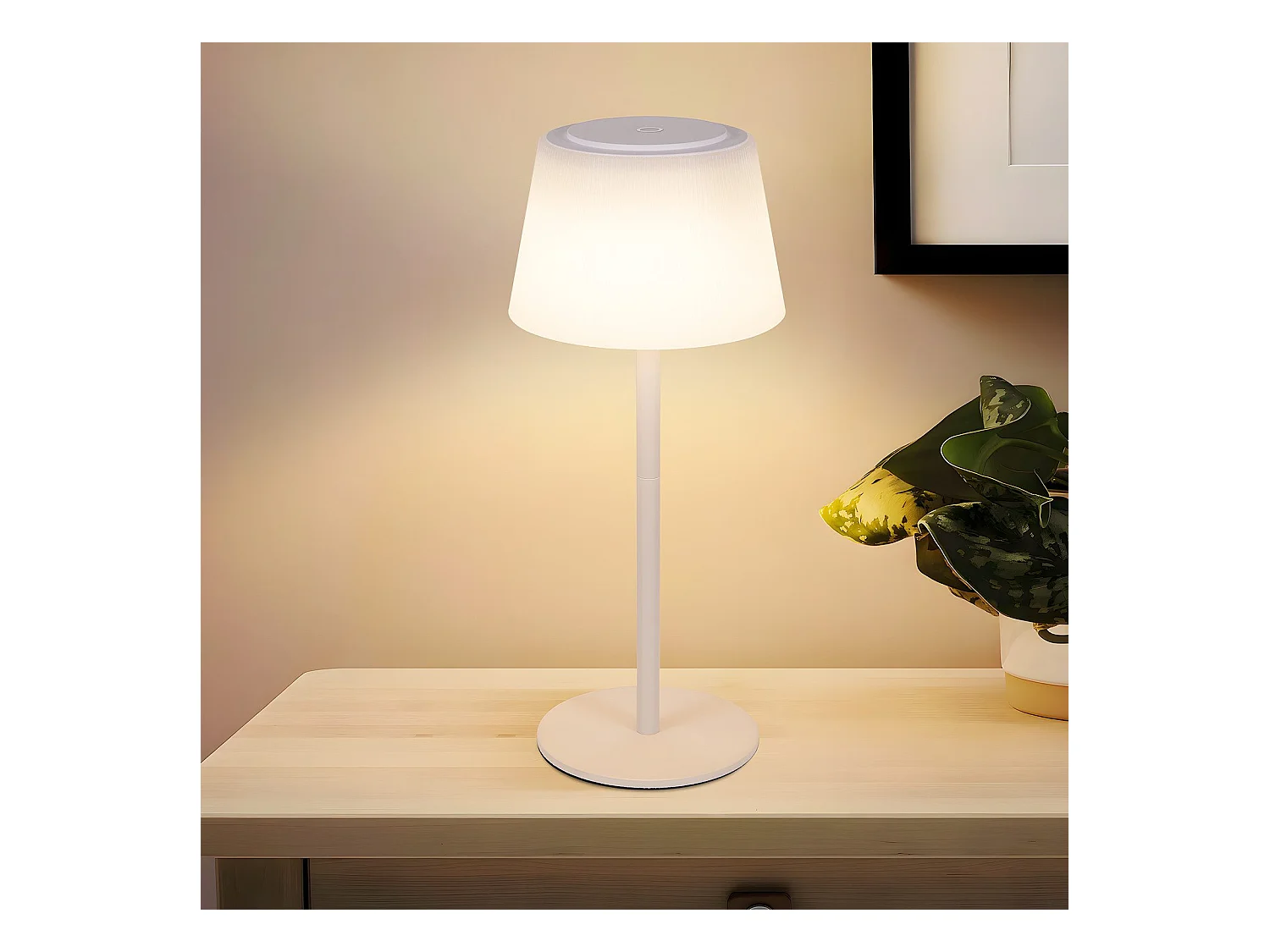 NETTLIFE Lampe de chevet sans fil à LED, tactile, à intensité variable, rechargeable par USB, blanche, 3 600 mAH.