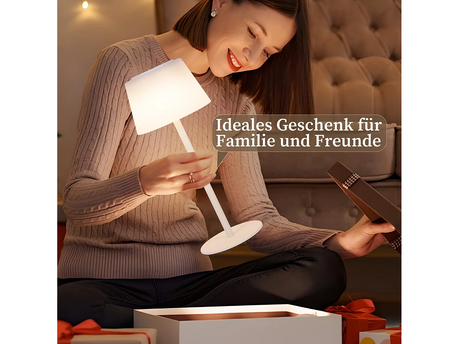 NETTLIFE Lampe de chevet sans fil à LED, tactile, à intensité variable, rechargeable par USB, blanche, 3 600 mAH.