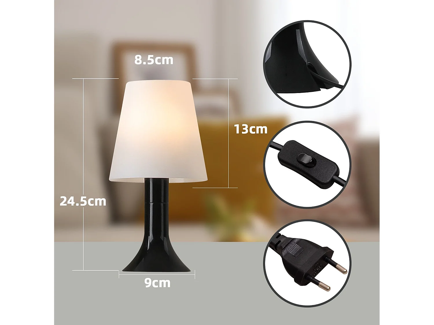 NETTLIFE Woonkamer Tafellamp Bedlamp met Kabel Set van 2 Kleine Lampen E14 Moderne Tafellampen
