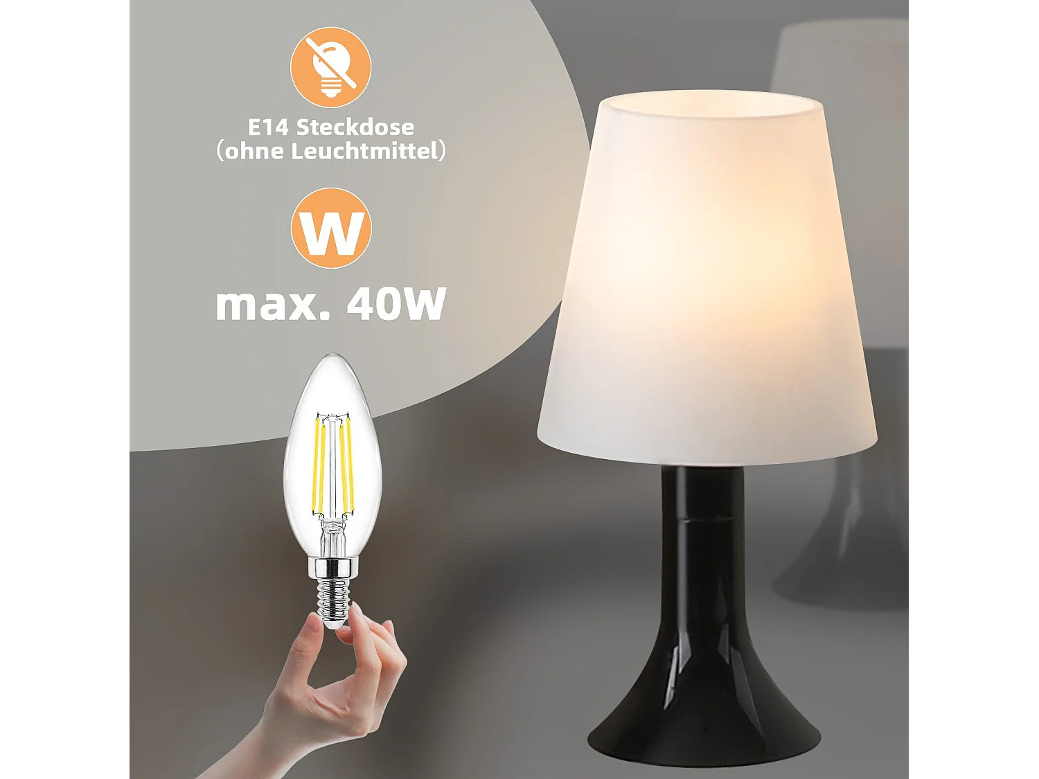 NETTLIFE Lampe de table de salon lampe de chevet avec câble lot de 2 petites lampes E14 lampes de table modernes