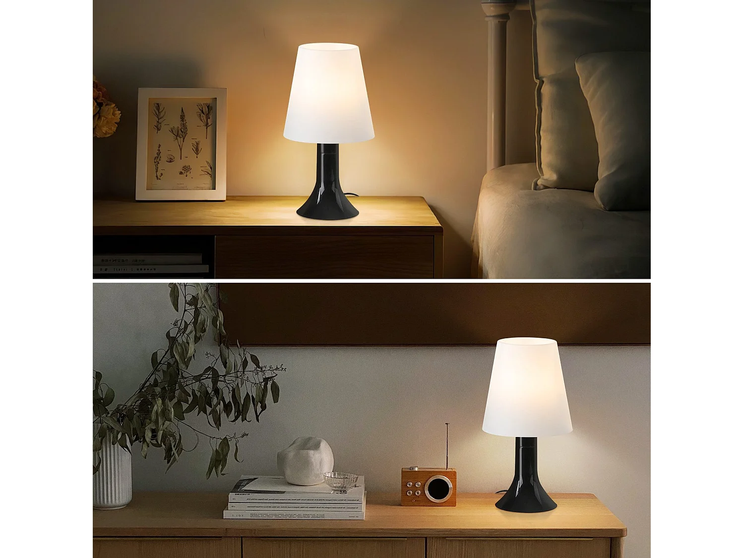 NETTLIFE Lampe de table de salon lampe de chevet avec câble lot de 2 petites lampes E14 lampes de table modernes