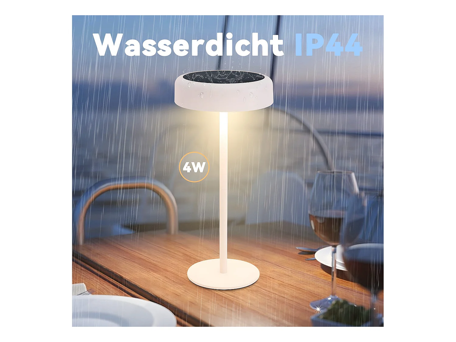 NETTLIFE Lampe de table solaire à batterie lampe de chevet LED sans fil 3600mhA rechargeable tactile dimmable blanche avec batterie USB