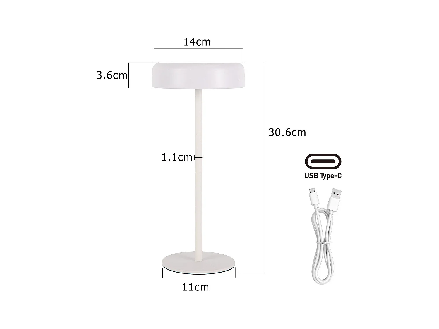 NETTLIFE Lampe de table solaire à batterie lampe de chevet LED sans fil 3600mhA rechargeable tactile dimmable blanche avec batterie USB
