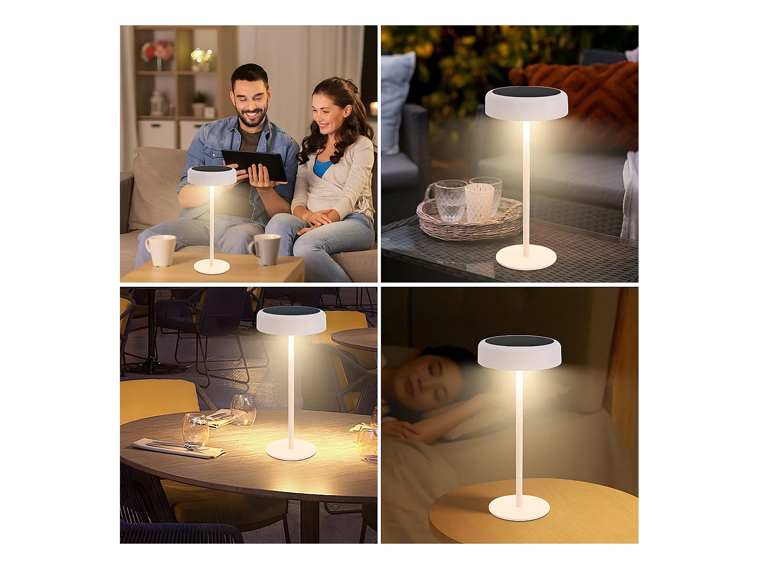 NETTLIFE Lampe de table solaire à batterie lampe de chevet LED sans fil 3600mhA rechargeable tactile dimmable blanche avec batterie USB