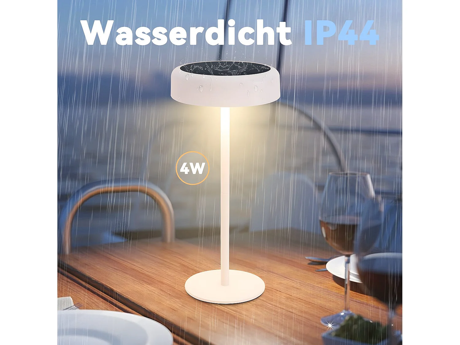 NETTLIFE Lampe de table solaire à batterie lampe de chevet LED sans fil 3600mhA rechargeable tactile dimmable blanche avec batterie USB