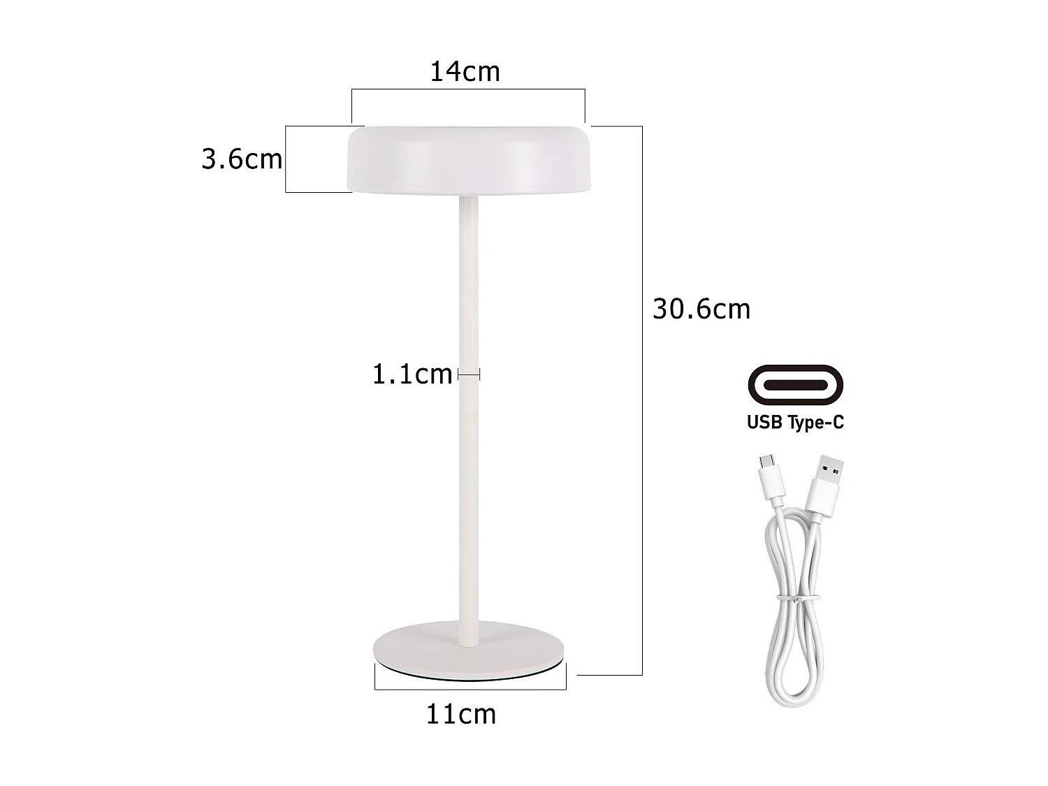 NETTLIFE Lampe de table solaire à batterie lampe de chevet LED sans fil 3600mhA rechargeable tactile dimmable blanche avec batterie USB