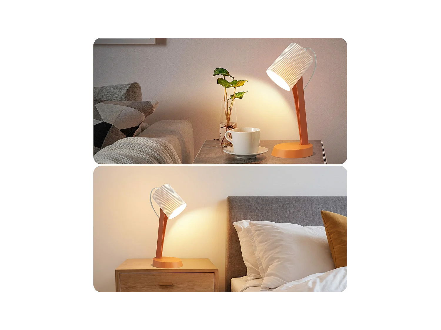 NETTLIFE Lampa stołowa do salonu Lampka nocna z kablem - Zestaw 2 małych pomarańczowych lamp E14 Nowoczesne lampy stołowe