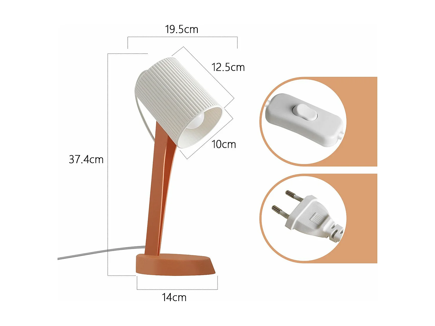 NETTLIFE Lampe de table de salon lampe de chevet avec câble - lampe de table lot de 2 petites lampes orange E14 lampes de table modernes