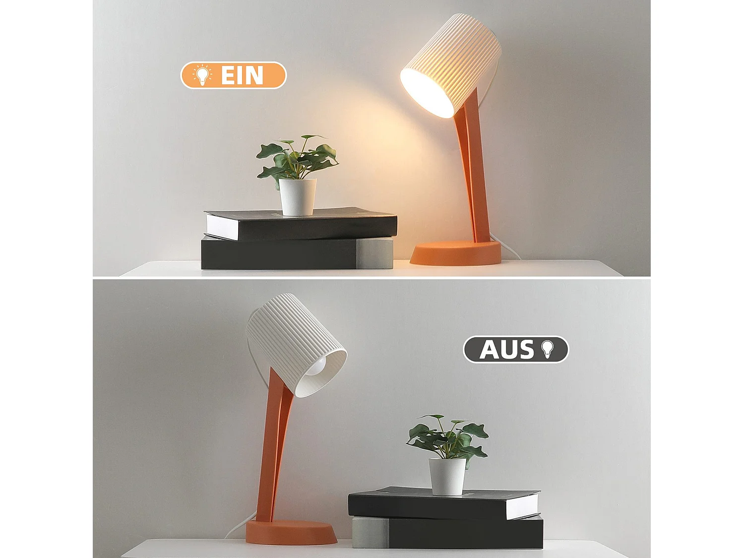 NETTLIFE Lampe de table de salon lampe de chevet avec câble - lampe de table lot de 2 petites lampes orange E14 lampes de table modernes