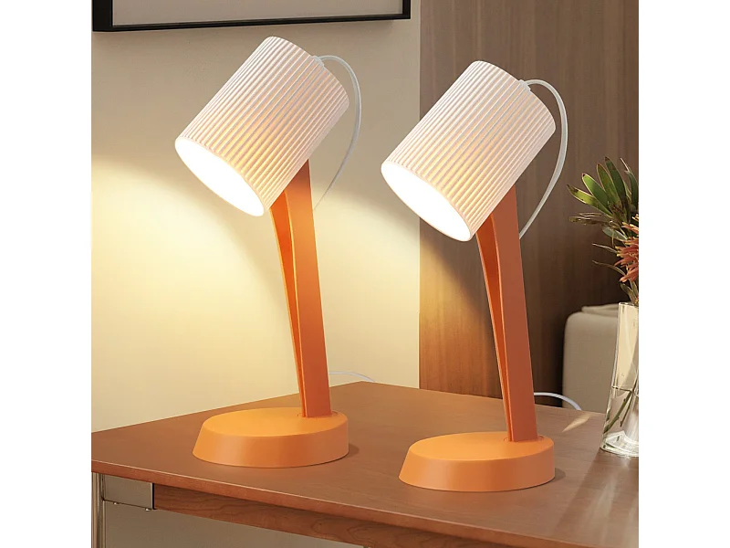 NETTLIFE Woonkamer Tafellamp Bedlamp met Kabel - Tafellamp Set van 2 Kleine Oranje Lampen E14 Moderne Tafellampen