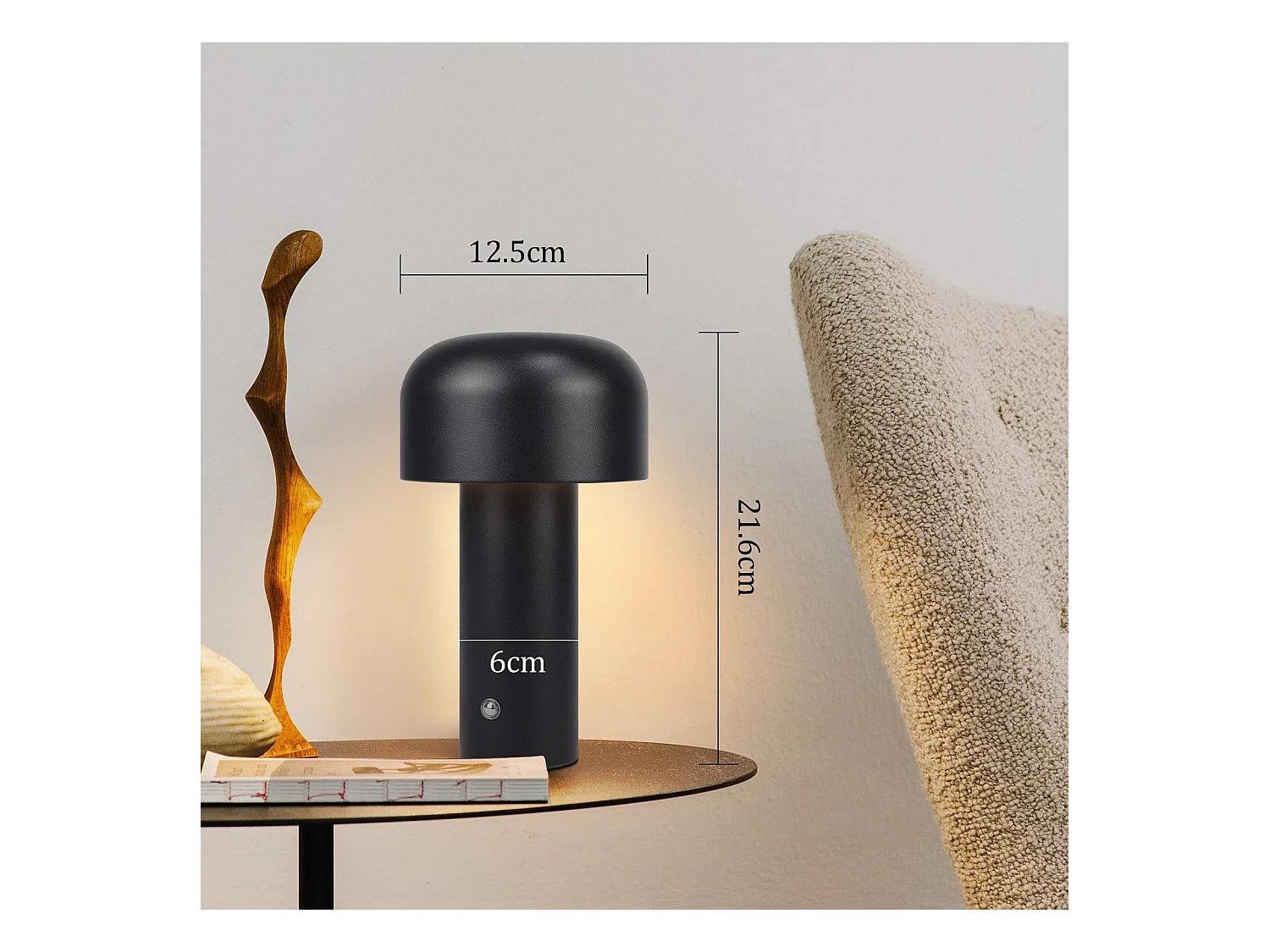 NETTLIFE 2W ściemnialna, zasilana bateryjnie, bezprzewodowa lampa stołowa LED do sypialni, mała lampa w kształcie grzybka