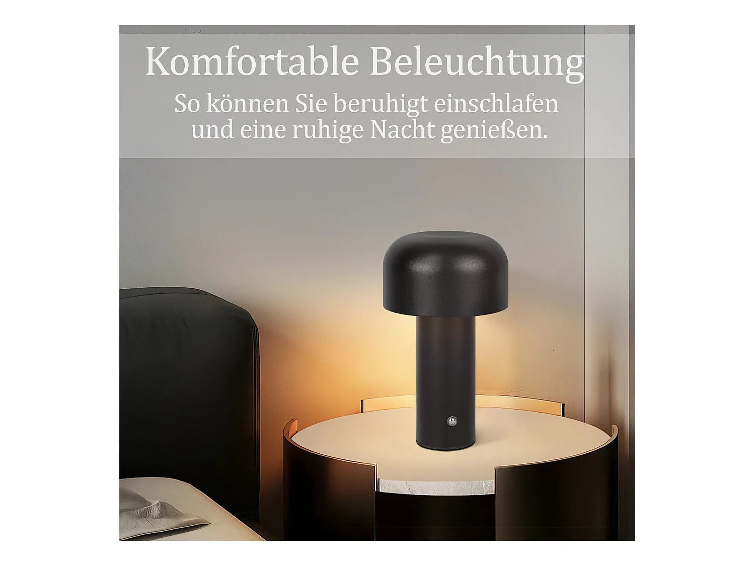 NETTLIFE 2W ściemnialna, zasilana bateryjnie, bezprzewodowa lampa stołowa LED do sypialni, mała lampa w kształcie grzybka