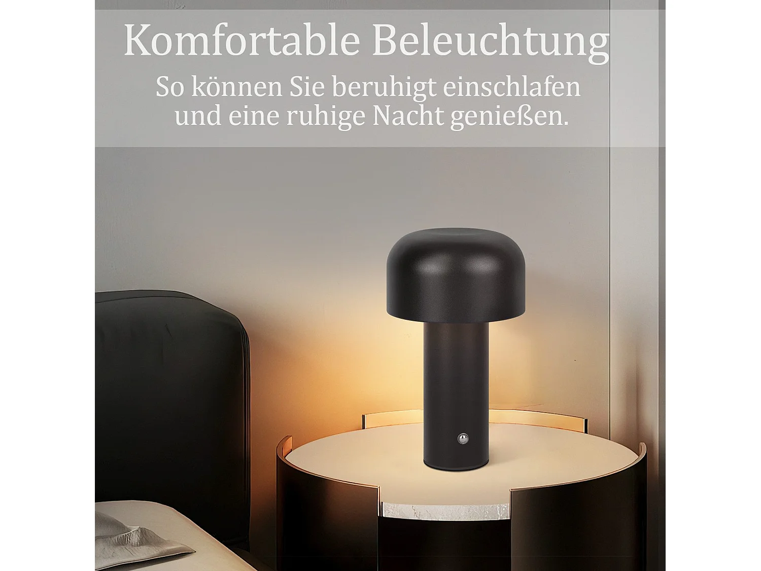 NETTLIFE Lampe de table LED sans fil à piles à intensité variable 2 W Lampe de chevet pour chambre à coucher Petite lampe champignon