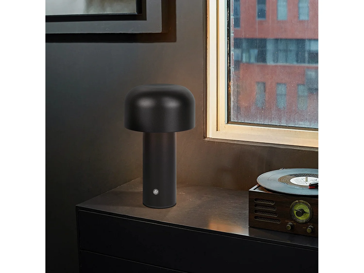 NETTLIFE Lampe de table LED sans fil à piles à intensité variable 2 W Lampe de chevet pour chambre à coucher Petite lampe champignon