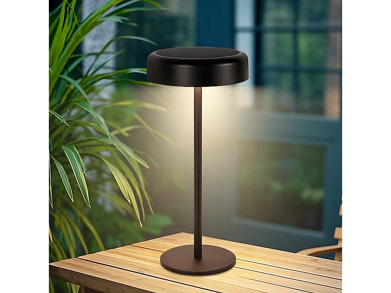 NETTLIFE Solar LED Tischleuchte Kabellos Wiederaufladbar Touch Dimmbar Schwarz 3600mhA mit USB Akku