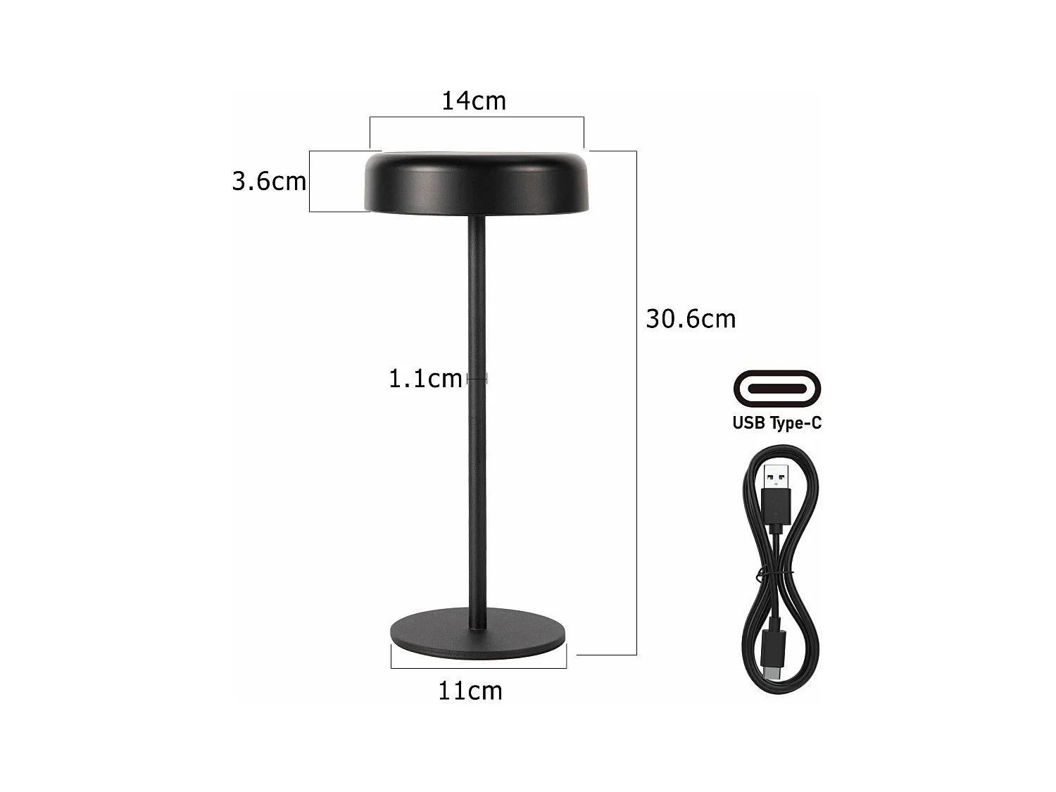 NETTLIFE Solar LED tafellamp, draadloos oplaadbaar, aanraakgevoelig, dimbaar, zwart, 3600 mhA, met USB-batterij
