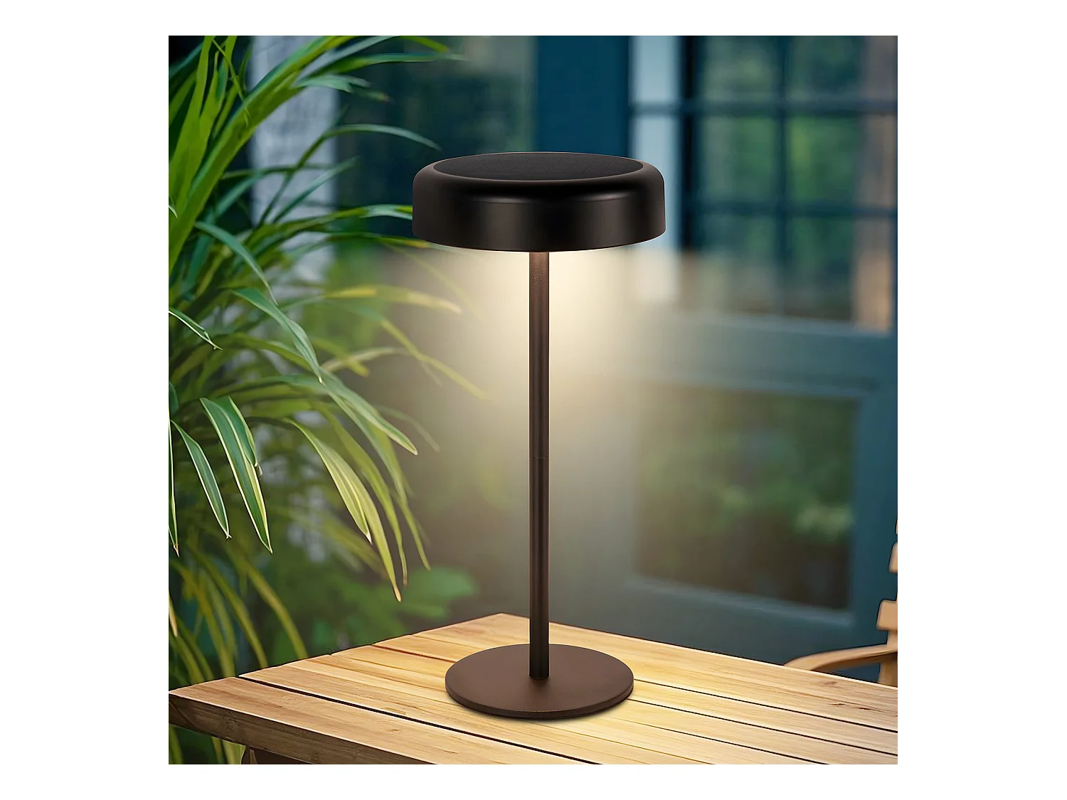 NETTLIFE Lampe de table LED solaire  sans fil rechargeable tactile à intensité variable noire 3 600 mhA avec batterie USB
